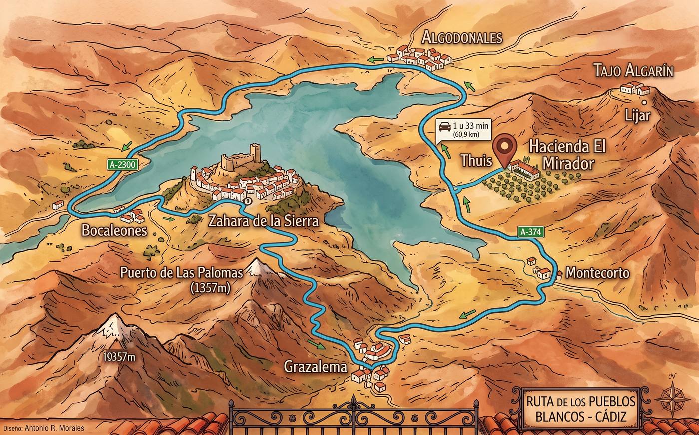 An illustration of the route
